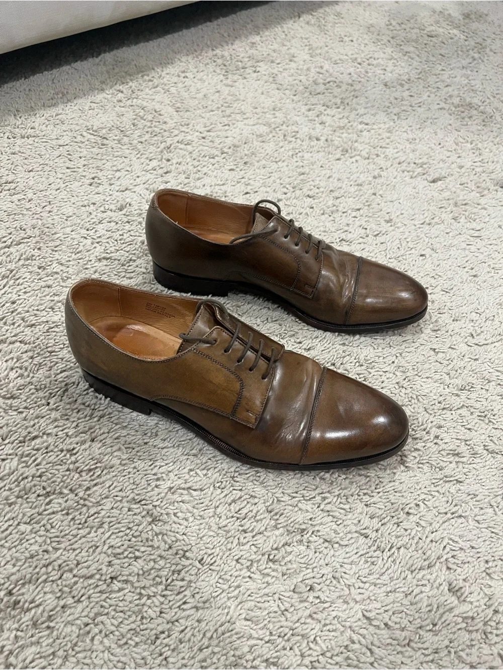 Suitsupply Brown Leather Cap-Toe Derbys size 9